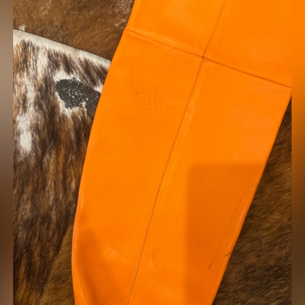 New Jacquemus Les Bottes Carré Ronds Orange Leather Over the Knee Boots - Picture 6 of 11